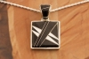 Navajo Artist Calvin Begay Sterling Silver Genuine Acoma Jet Pendant